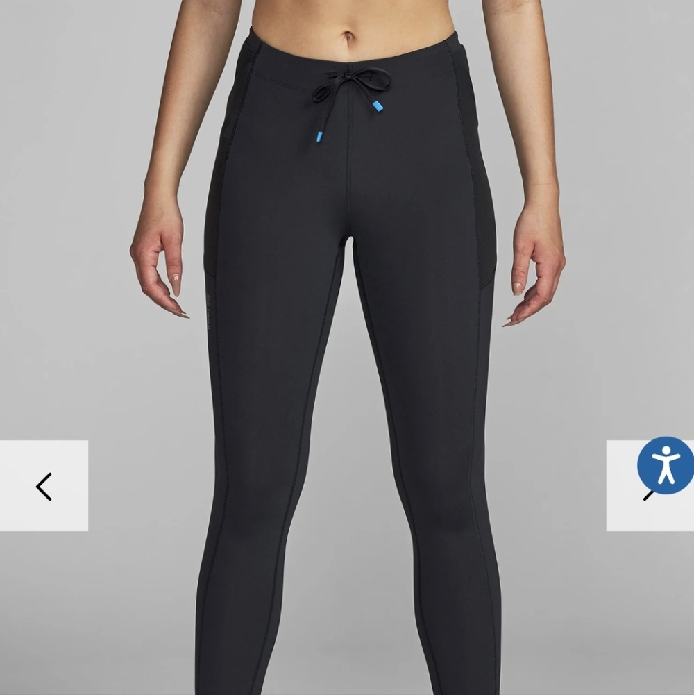 Janji Black Leggings with Blue Drawstring Tips